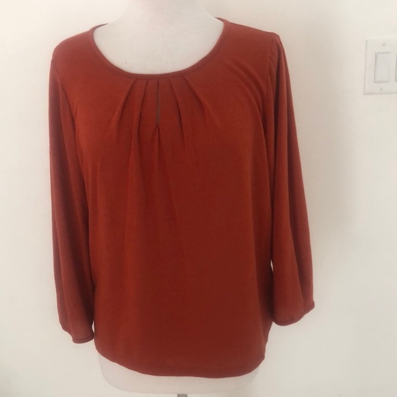 Kim Rogers Front Slit Blouse Size XL - Rust - Picture 1 of 8